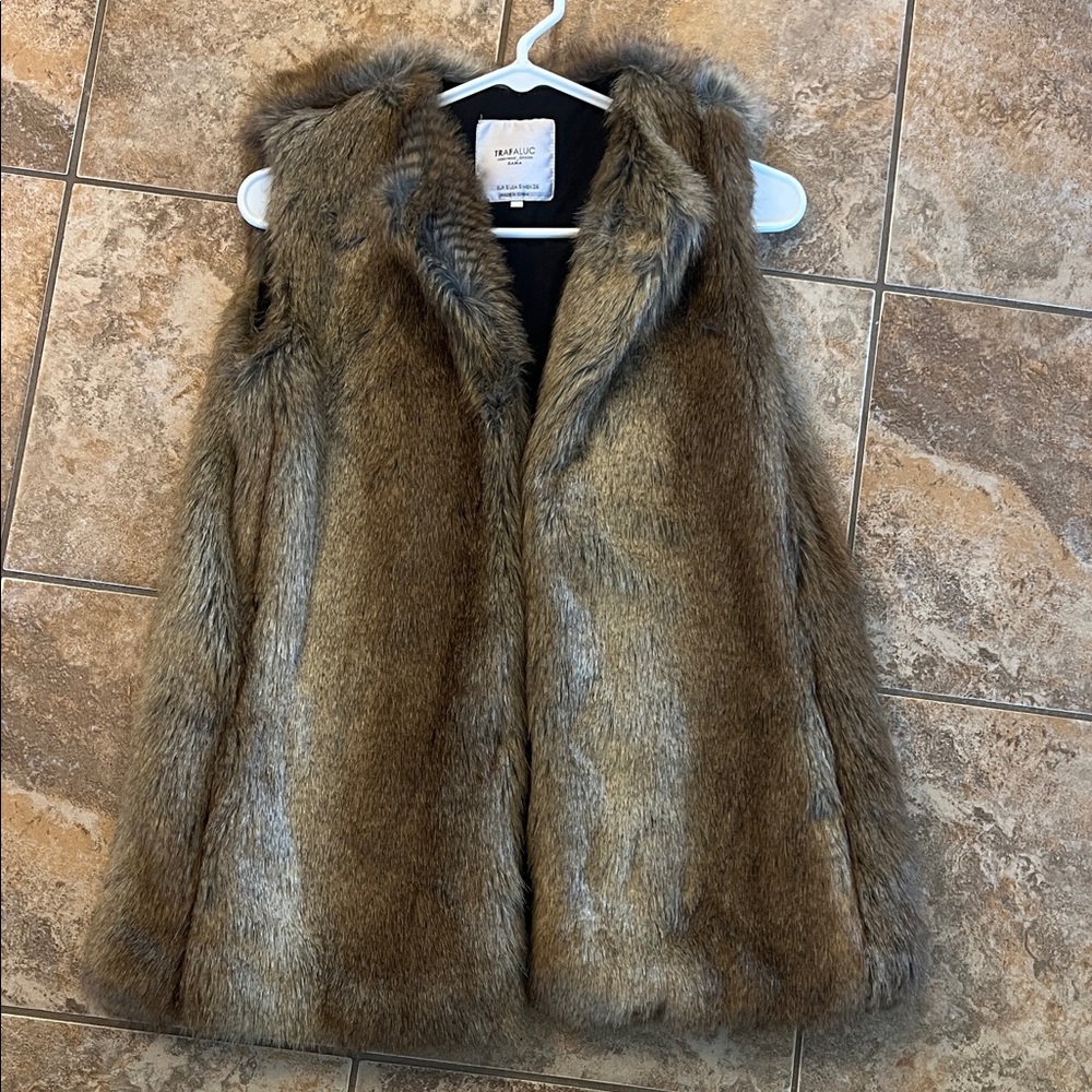 Zara Faux Fur Vest in Brown